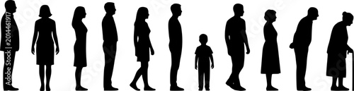 People silhouettes in elevation side view | Architecture people | silhouettes of people | 2D people | Section Elevation View | Architectural drawing people | characters 