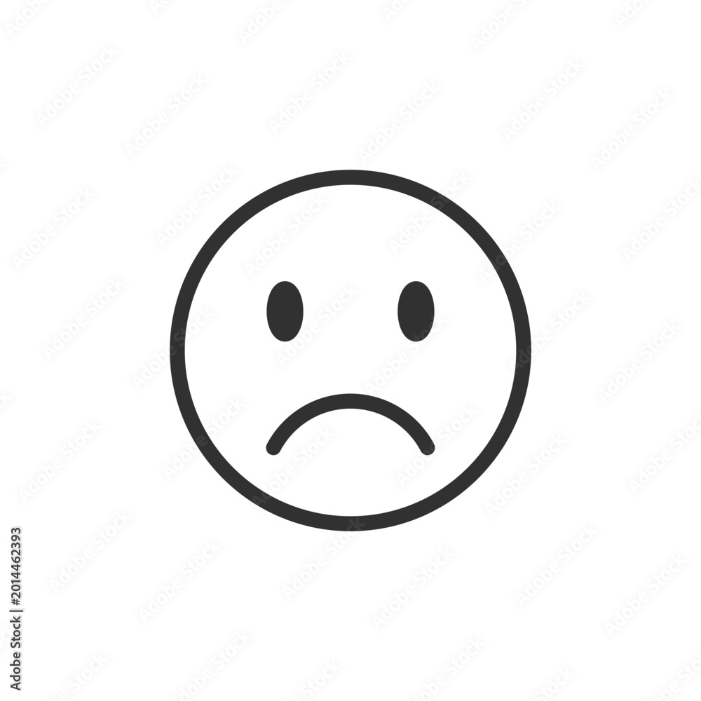 Obraz premium Sad face, linear style icon. Unhappy emotion and negative feedback. Editable stroke width