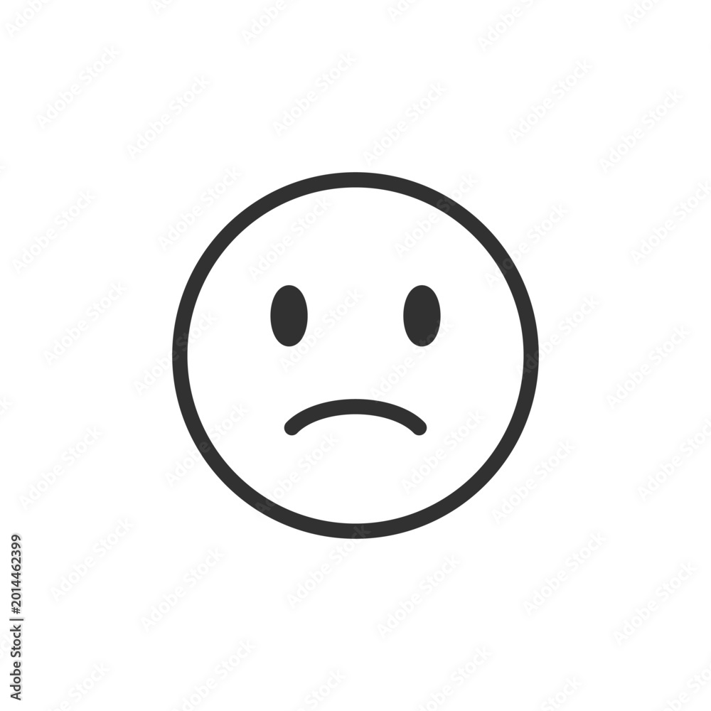 Obraz premium Sad face, linear style icon. Negative emotion and dissatisfaction. Editable stroke width