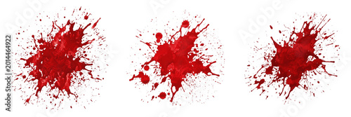 Tableau sur toile Set and collection of red paint splash splat isolated on white background