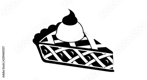 Foto Pie slice featuring a lattice crust and a dollop of whipped cream serves as an inviting bakery graphic element for cafe menus, culinary blogs, or food marketing materials