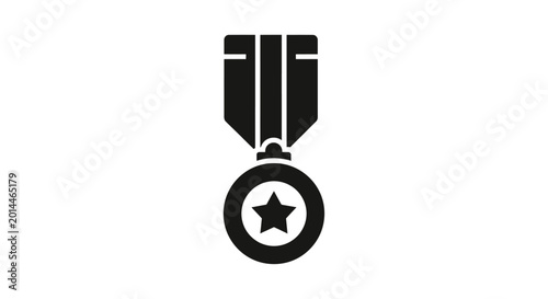 Photos Medal featuring a star icon hangs from a ribbon as a symbol of military achievement and distinguished service in a professional setting