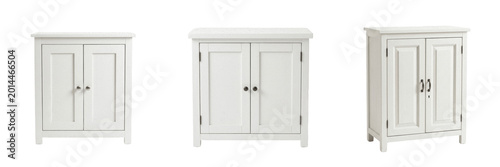 Obraz na plátně Set and collection of white wooden cabinet isolated on white background