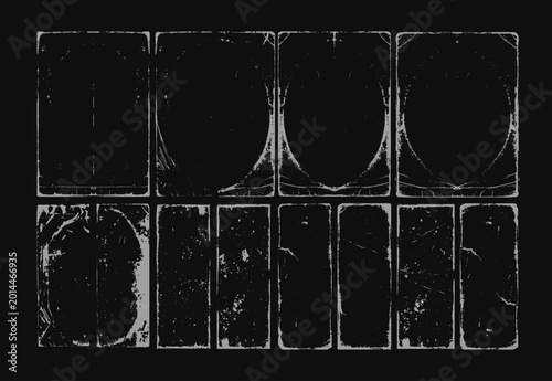 Bild auf Leinwand Textured black rectangular and circular frames in grunge style with textured rec