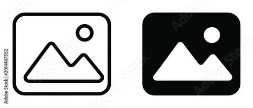 Tableau sur toile Image gallery vector icons with outline and solid photo placeholder symbols for