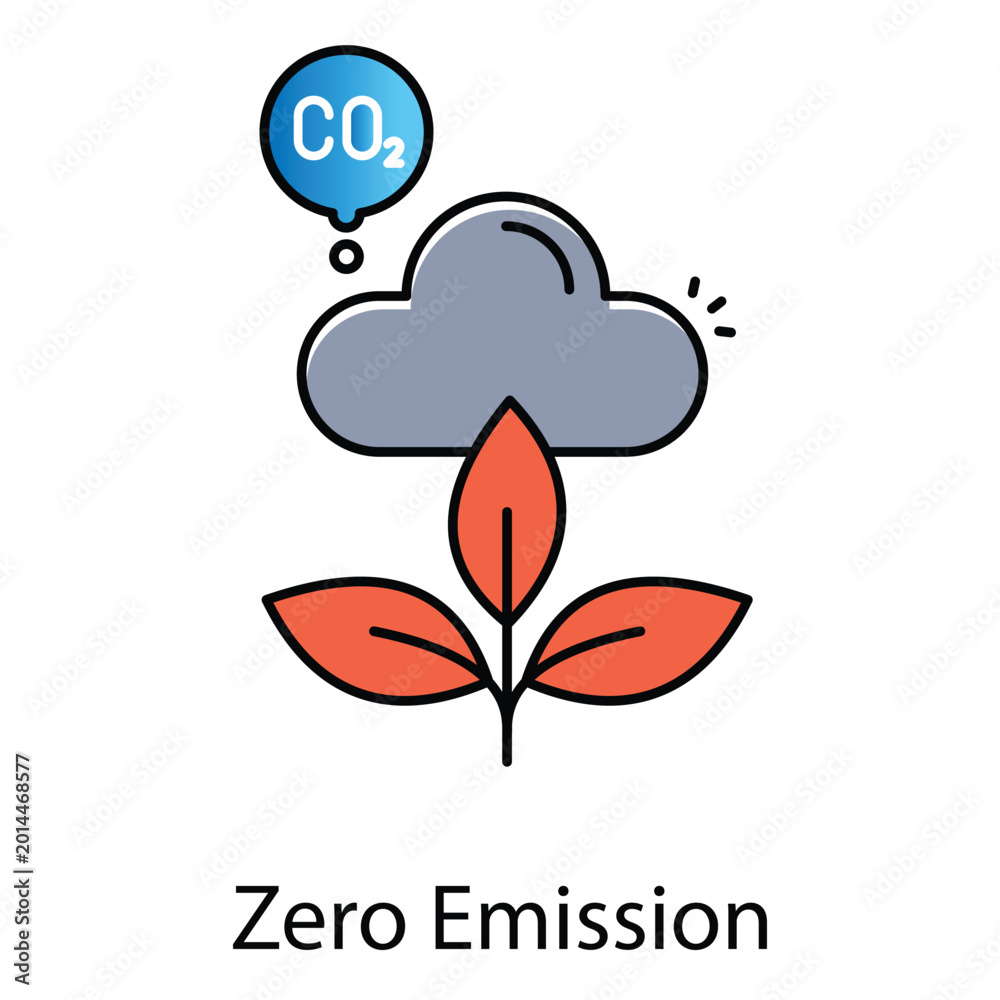 Obraz premium Eco zero emission icon showing carbon free and pollution free concept
