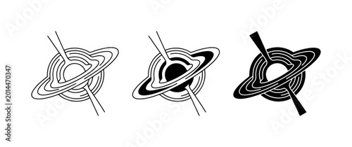 Tableau sur toile Black Hole Vector Icons, Cosmic Phenomenon Graphics, Gravitational Anomaly Symbo