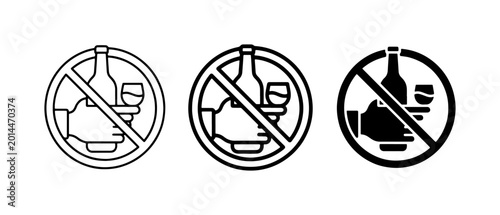 Bild auf Leinwand No Alcohol Icons Set, Prohibition Signs for Drinks, Beverage Ban Symbols, Alcoho