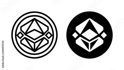 Bild auf Leinwand Ethereum Cryptocurrency Logo Icons, Digital Coin Symbol, Blockchain Technology,
