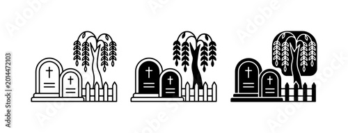 Foto Cemetery Gravestone Icons, Tombstone Vector Art, Memorial Site Graphics, Funeral