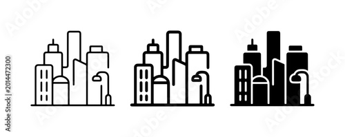 Εκτύπωση καμβά Cityscape Icons Set, Urban Skyline Graphics, Modern Architecture Symbols, Downto