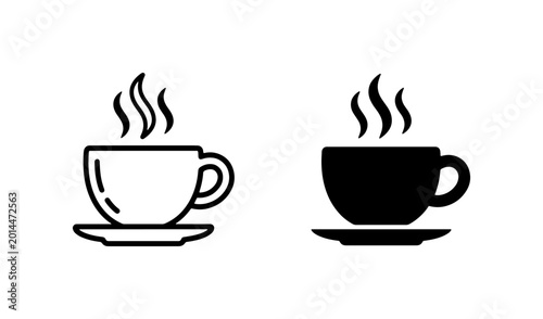 Fotografía Hot Coffee Cup Icons, Steaming Beverage Vector Set, Warm Drink Symbols for Cafes