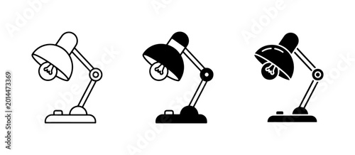 Obraz na płótnie Desk Lamp Icons Set, Adjustable Task Light Vector Graphics, Modern Study Lamp Il