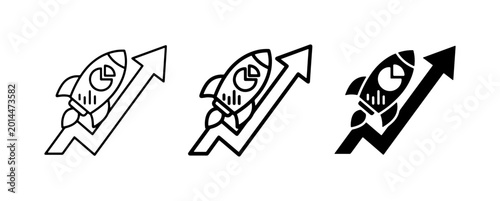 Canvastavla Rocketship Launching Upward Arrow, Business Growth Icons, Startup Success Symbol