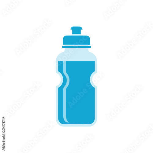 Fotografija Blue Water Bottle with Clear Liquid - Isolated on White Background