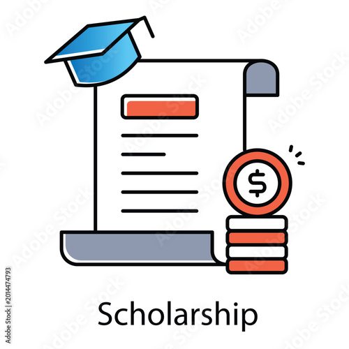 Obraz na plátně Modern scholarship icon representing digital education funding and online grants