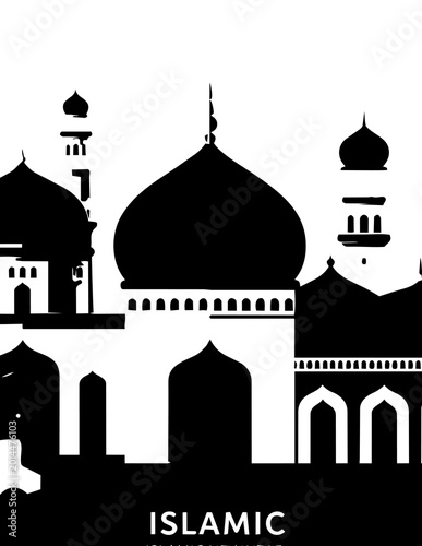 Schilderij op canvas Islamic Mosque Architecture Dome Minarets.