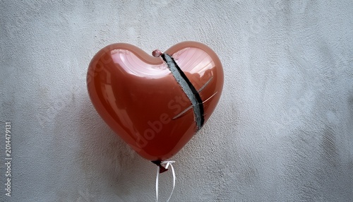 Simbol Hati Terluka Sebuah Balon Berbentuk Cinta Yang Di Kasih Plester