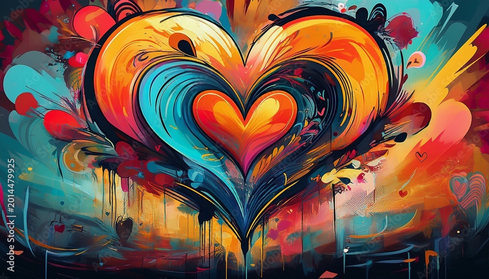 Fototapeta premium abstract street art grafitti background heart background genertive ai