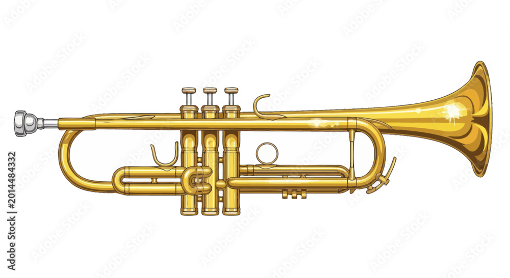 Obraz premium Golden Trumpet Musical Instrument Isolated on White Background