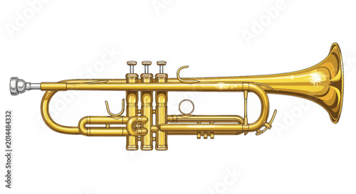 Foto Golden Trumpet Musical Instrument Isolated on White Background