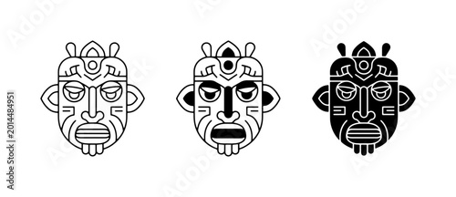 Obraz na płótnie Tribal Mask Icons, African Art Symbols, Ancient Culture Faces, Ethnic Design Ele