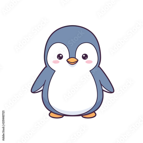 Foto Cute cartoon penguin illustration, isolated on white background, adorable character design