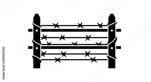 Photos Barbed wire fence acts as a security barrier to protect restricted zones, highlighting themes of safety, prohibition, and boundary enforcement
