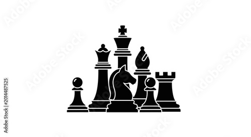 Foto Chess pieces arranged in a strategic formation symbolize the complexities of professional competition and the importance of tactical planning in achieving long-term business success
