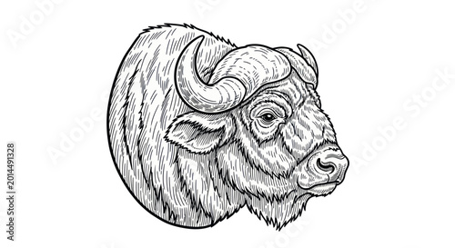 Quadro em tela Detailed illustration of a bulls head.
