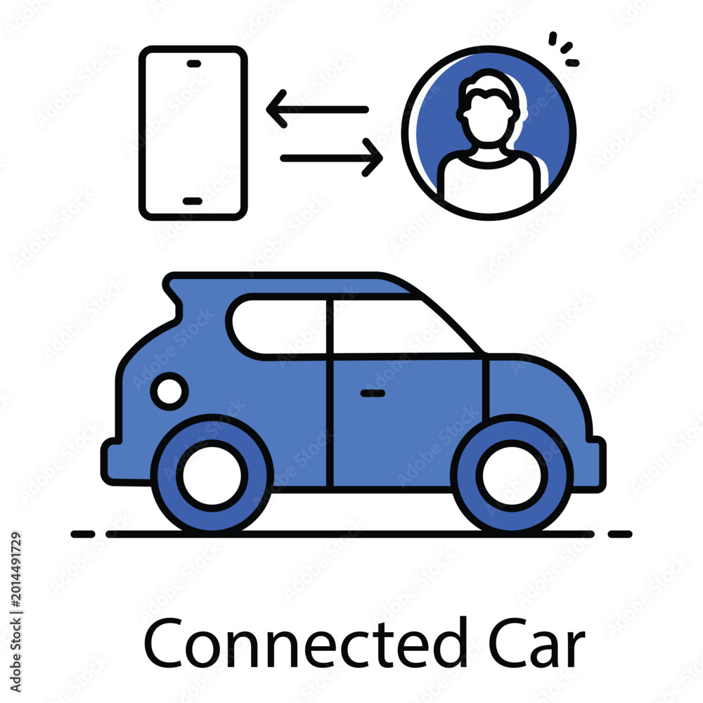 Naklejka premium Modern connected vehicle symbol representing smart automotive technology and iot