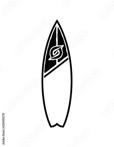 Photos Surfboard with logo and design.