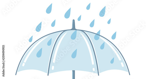 Photos Light blue umbrella protecting from rain drops, simple illustration