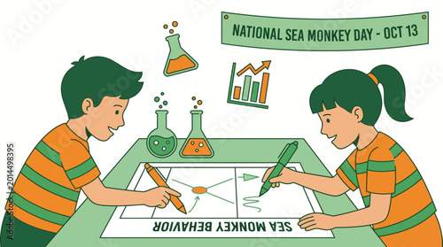National Sea Monkey Day Children Science Experiment Illustration