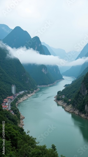 Scenic view of bay with green waters and cliff overlook