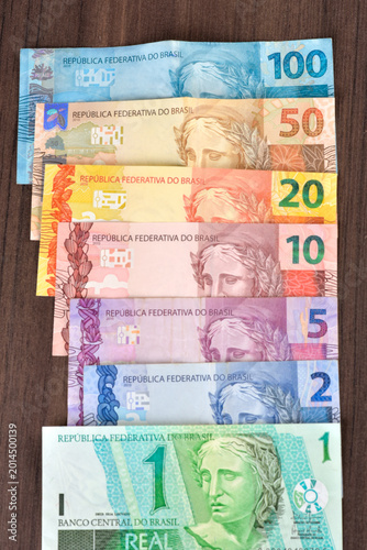 фотографія Brazil: Financial value of Brazilian Real banknotes representing the currency in the monetary economy