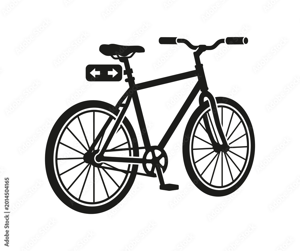 Fototapeta premium Illustration of a bicycle with directional arrows indicating possible routes or choices for travel