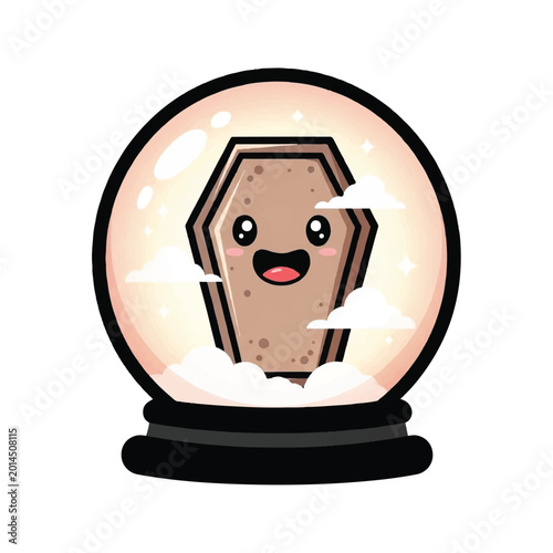 Photography Smiling Cartoon Coffin in Snowglobe.