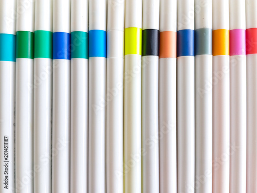 Принти на полотні Vertical colorful marker pens isolated on white background