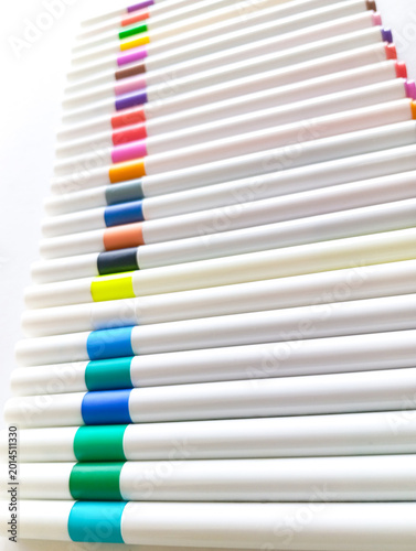 Принти на полотні Diagonal arrangement of colorful marker pens close up