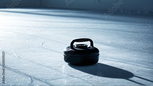 Curling Stone on Ice Sheet