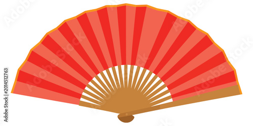 Tableau sur toile Asian hand fan traditional folding fan vector illustration decorative cultural d