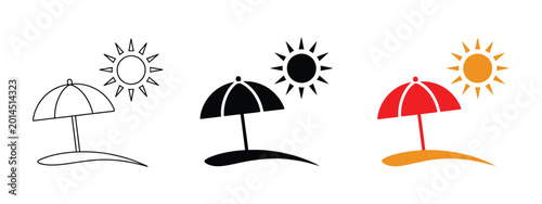 Foto Beach umbrella icon vacation symbol sun and sea seaside holiday travel vector il