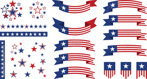 Photos American patriotic symbols including stars and striped ribbons banners