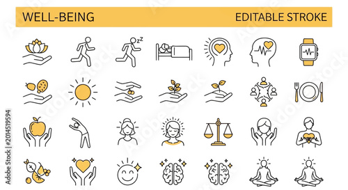 Canvastavla Holistic Well-being and Healthy Lifestyle Vector Icon Set Promoting Balance, Sel
