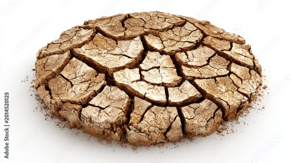 Naklejka premium Detailed close up of cracked ground surface highlighting drought effects