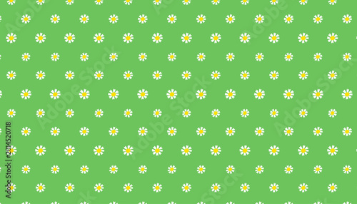 Vászonkép Bloomy chamomile flower pattern seamless on a green background graphic illustration