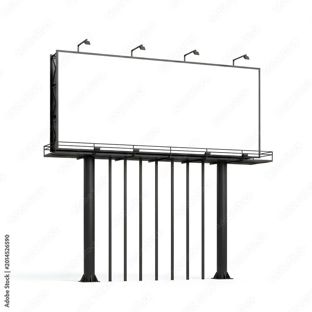 Obraz premium Modern billboard structure with lights isolated on white background