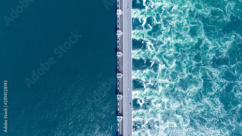 Aerial View of Oosterscheldekering Storm Surge Barrier, Netherlands