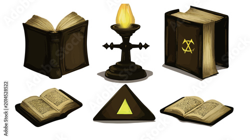 Magic tarot vector illustration in flat design style, mystical fortune telling concept featuring tarot cards, spiritual symbols, astrology and modern esoteric aesthetic scene